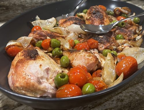 Easy Sheet Pan Vinegar Chicken with Roasted Olives