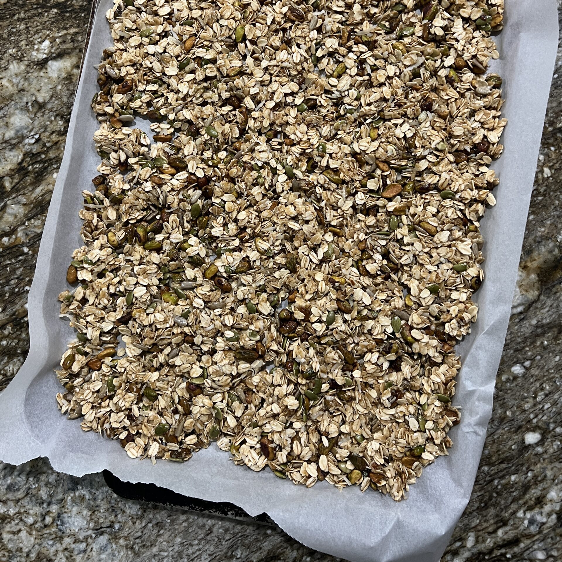 Best damn granola recipe, right before it's baked